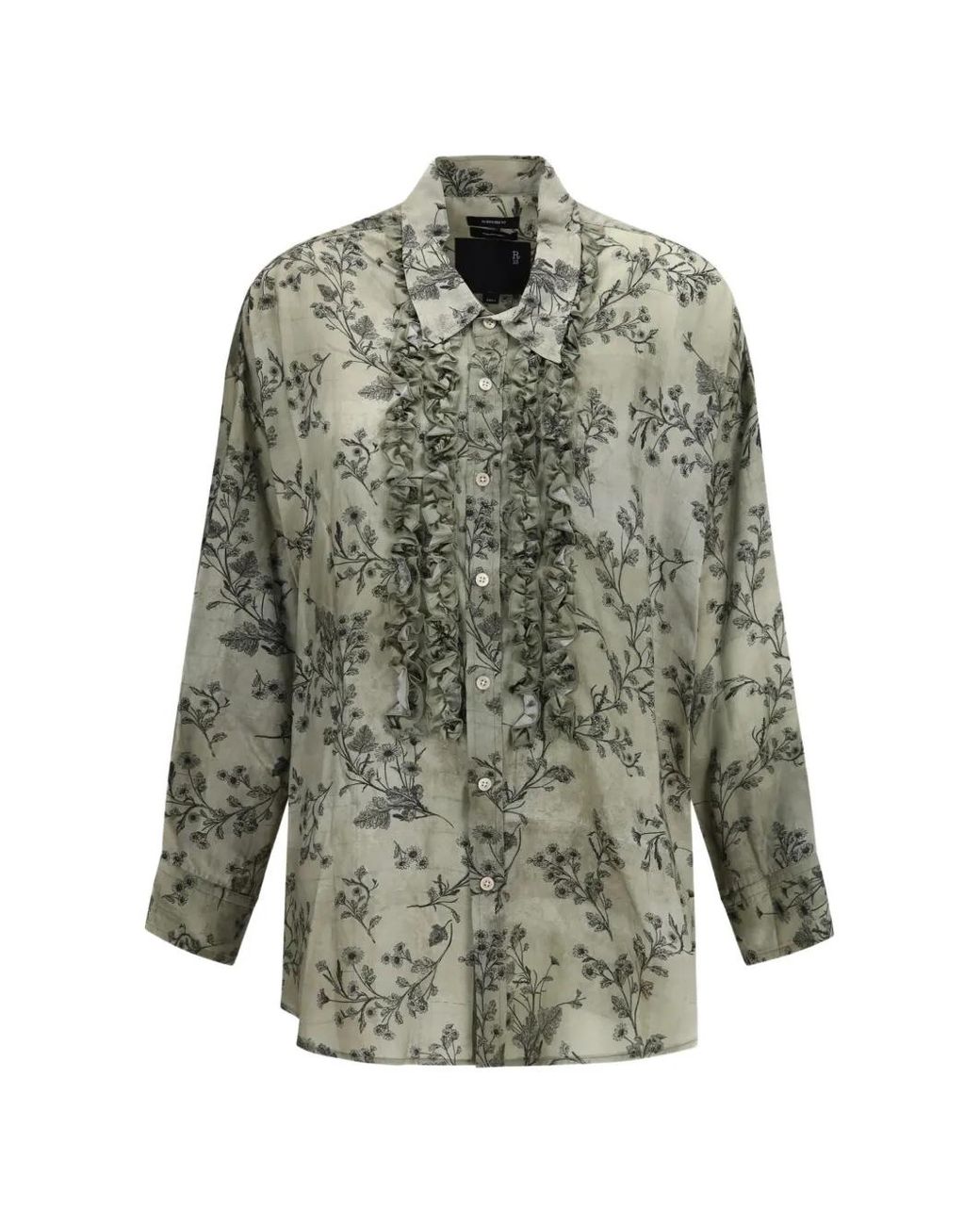 Camicia Con Scollo A V E Volant di R13 in Gray