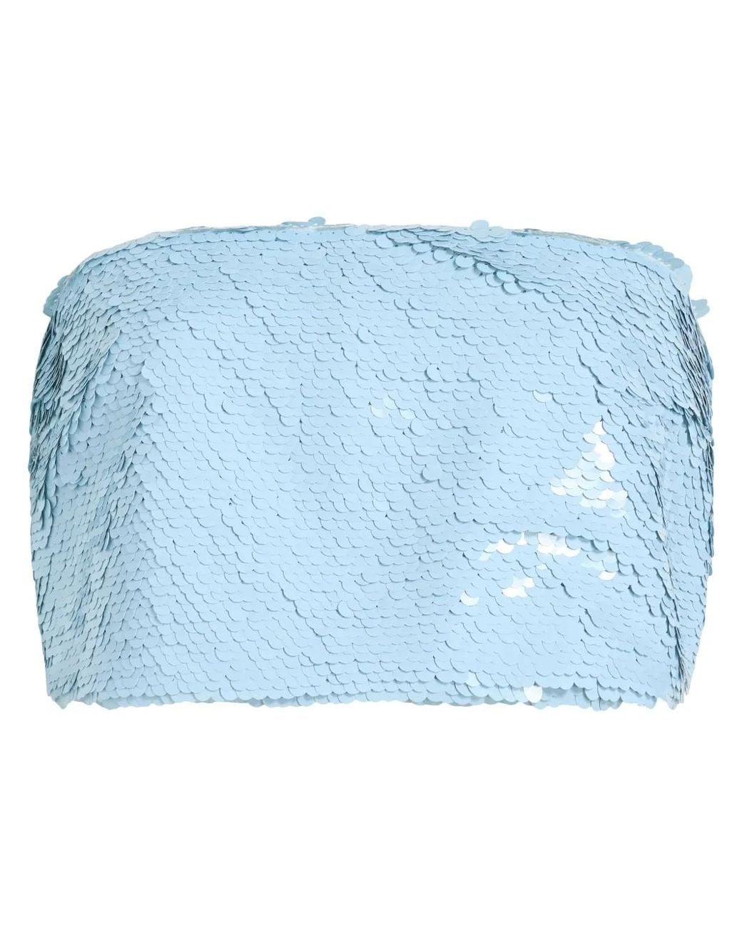 Cinq À Sept Blue Jupiter Sequinned Crop Top
