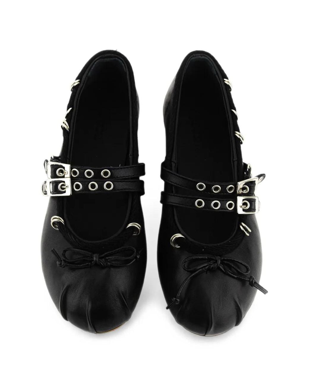 POSA Black Vita Ballerina Piercing Eyelet-Embellished Ballet Flats