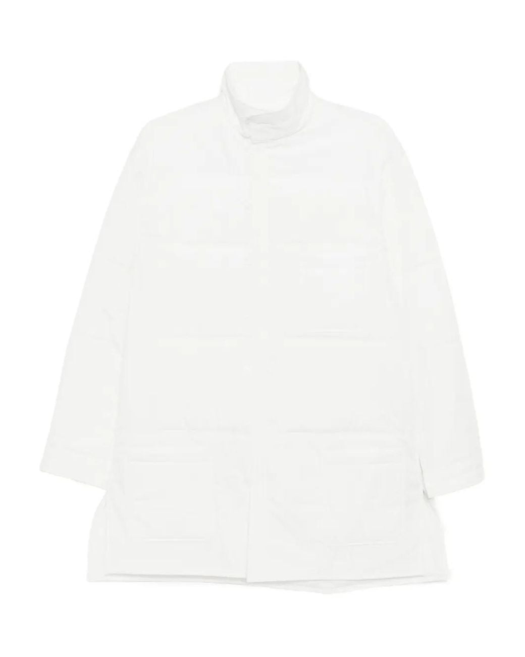 Yohji Yamamoto White Broad Loop Button Padded Jacket for men