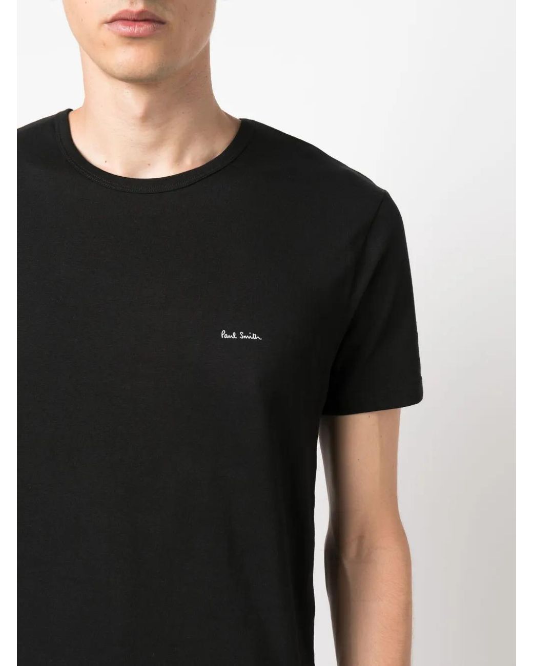 Paul Smith Black Crewneck Logo T-Shirt 5 Pack for men
