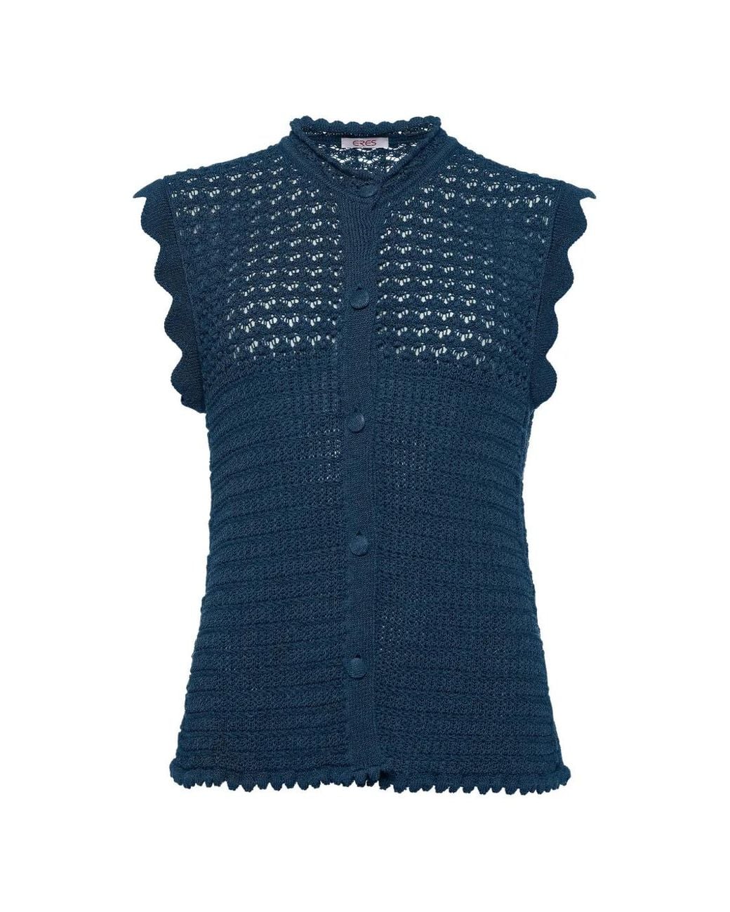 Eres Blue Aurora Crochet-Knit Top
