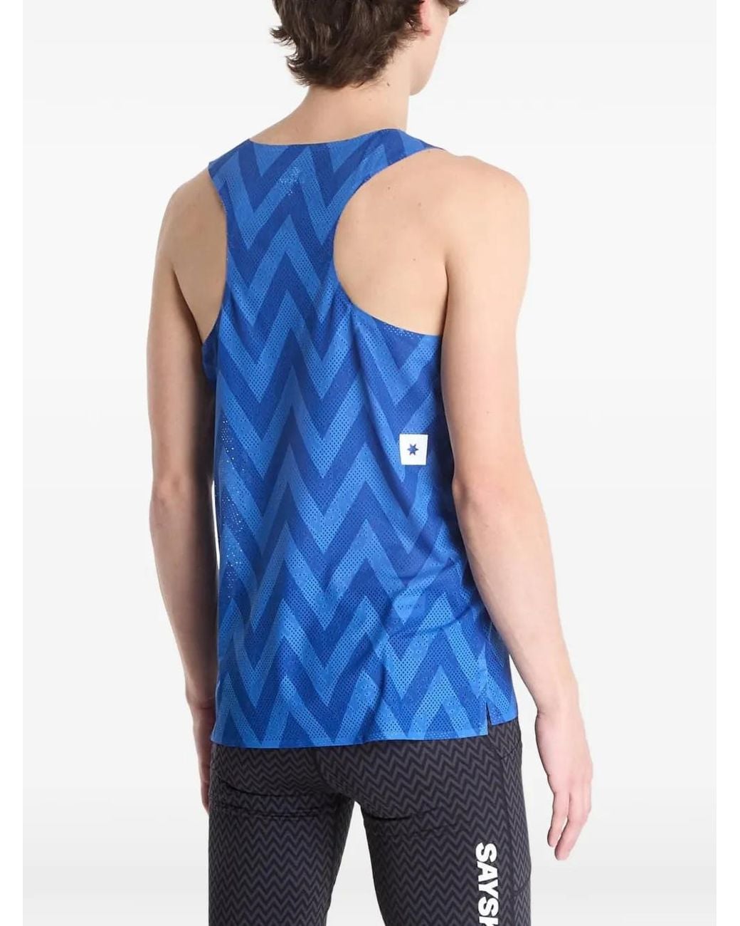 Saysky Blue Zig Zag Flow Air Tank Top for men