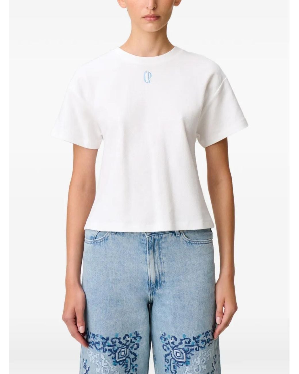 Claudie Pierlot White Embroidered Cotton T-Shirt