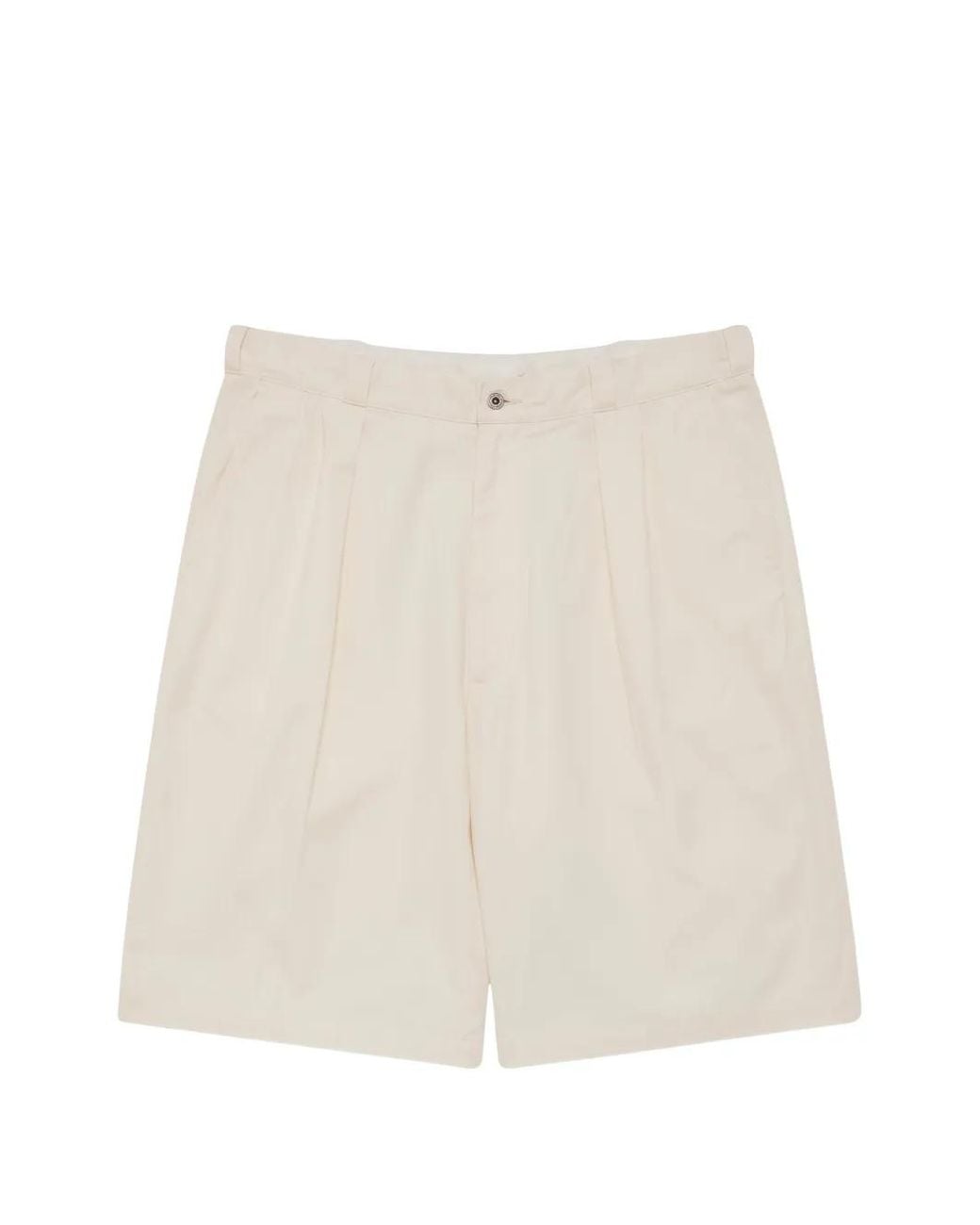 A.PRESSE Natural Pleated Cotton Shorts for men