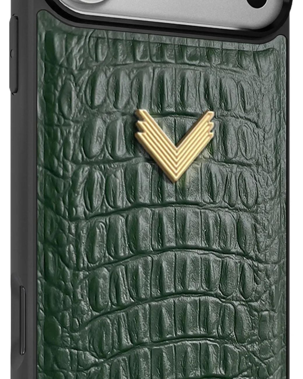 Velante Green Alligator-Effect Leather Iphone 18 Pro Phone Case