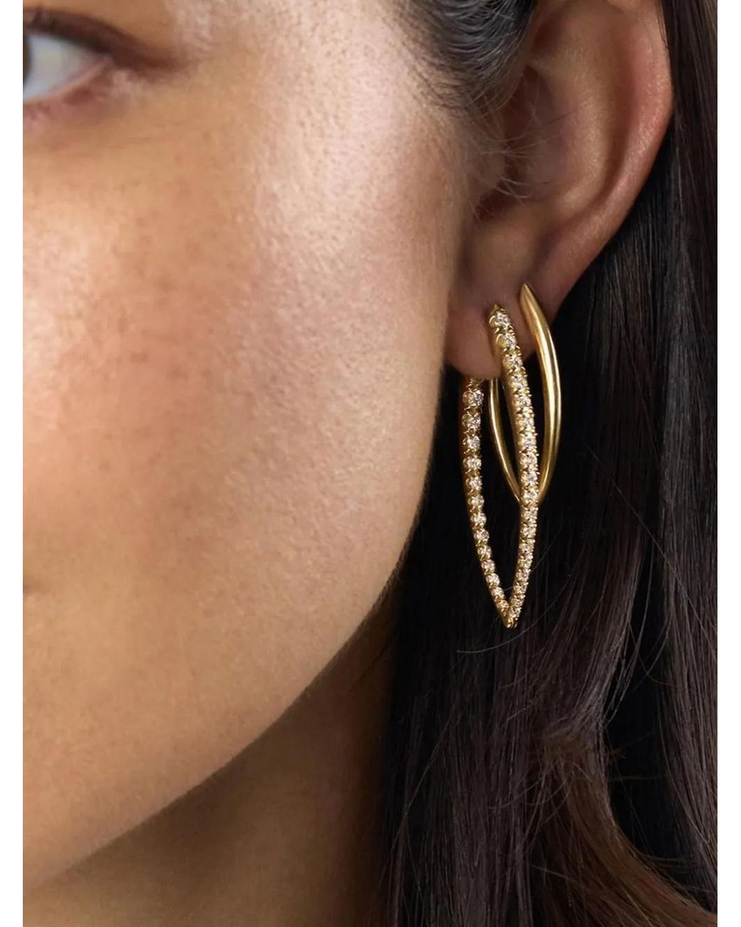 Melissa Kaye Metallic Diamond Partial Earrings