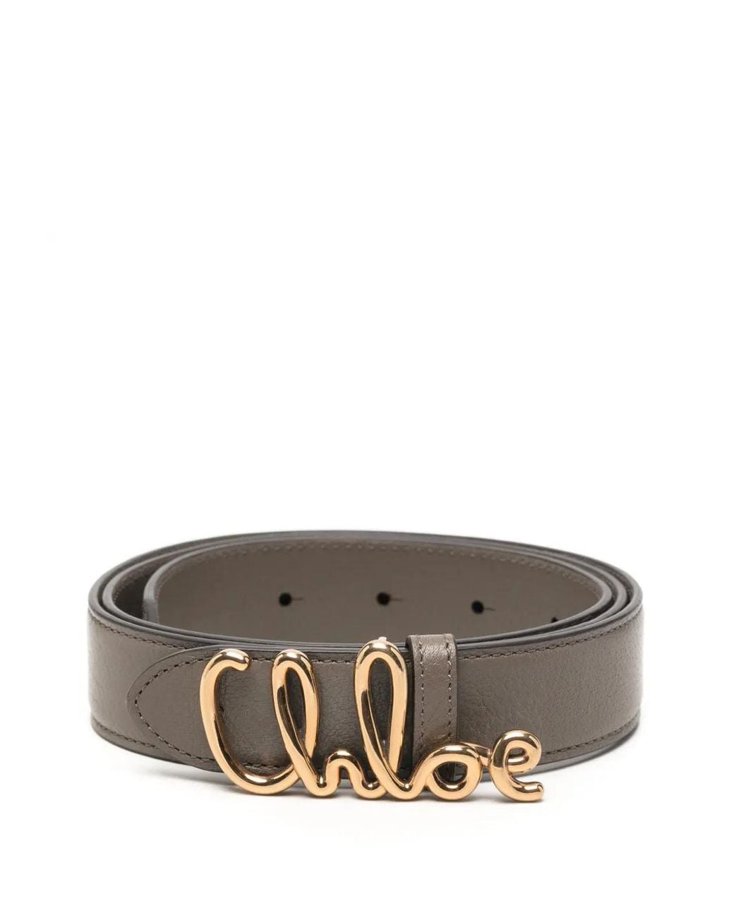 Chloé Gray Iconic Logo-Plaque Belt