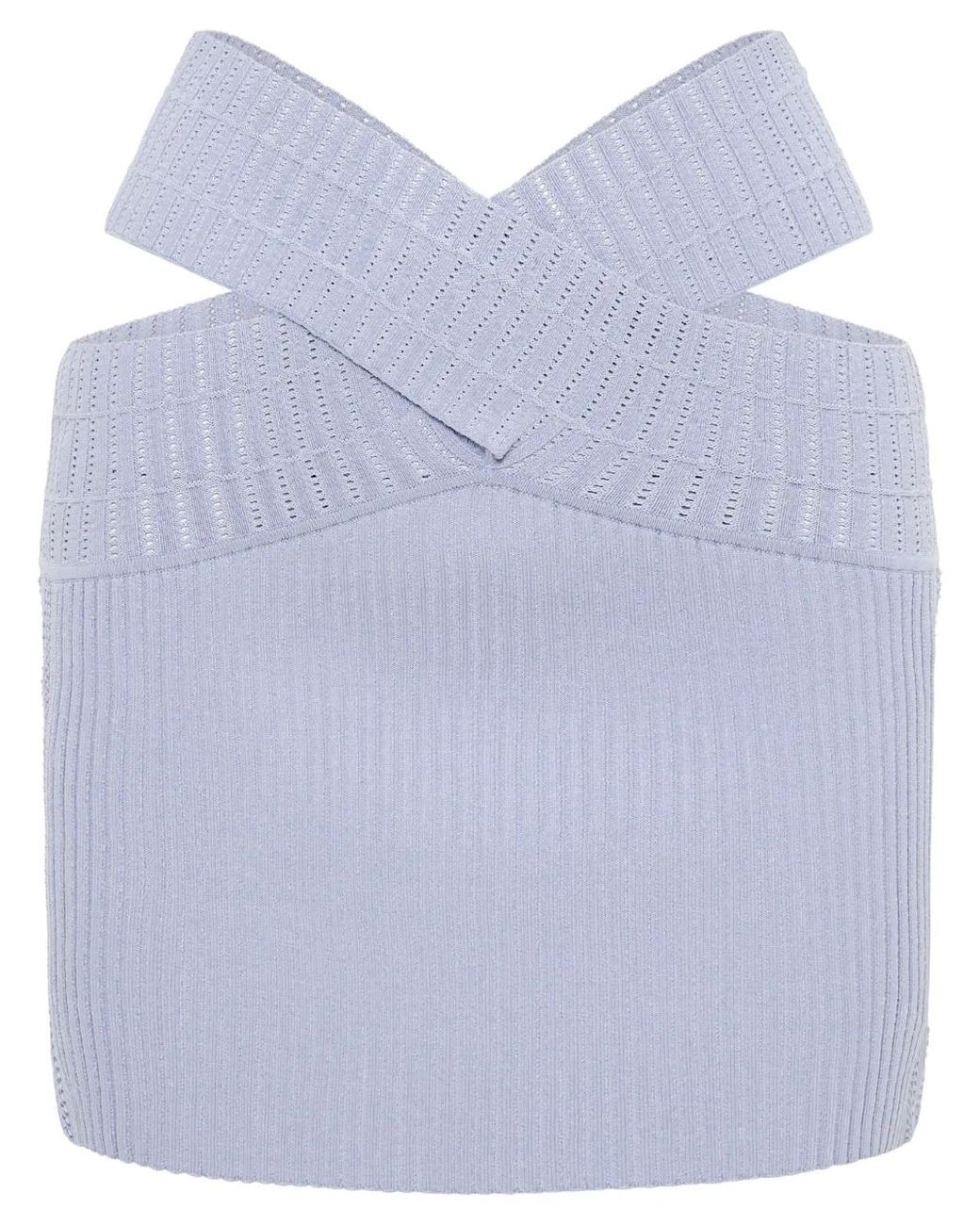 Dion Lee Blue Snakeskin Ribbed Miniskirt