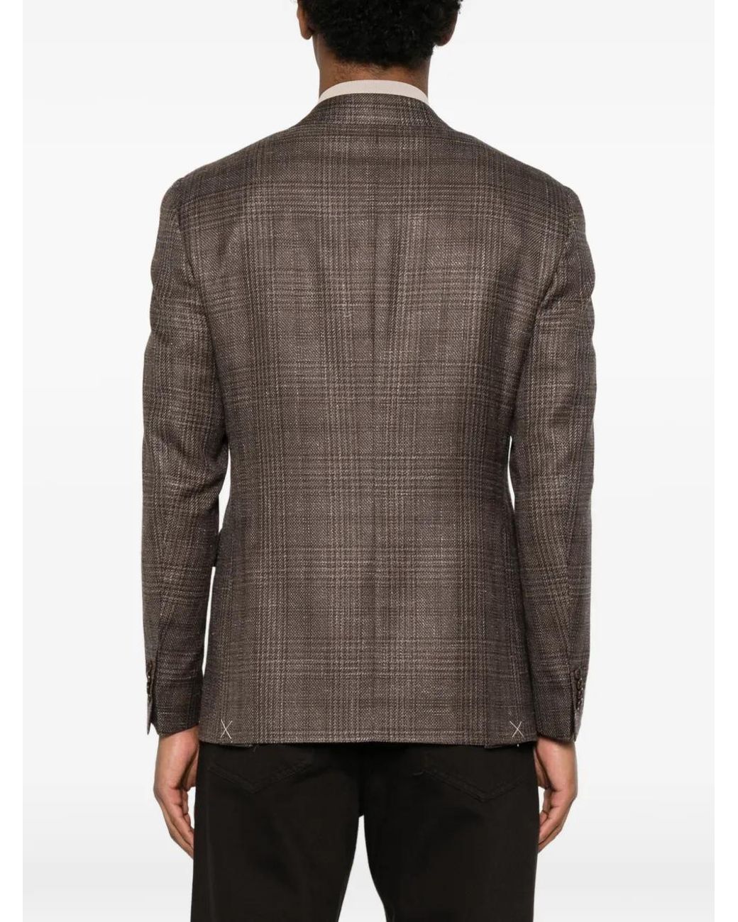 Canali Brown Blazer Rena Droit À Carreaux for men