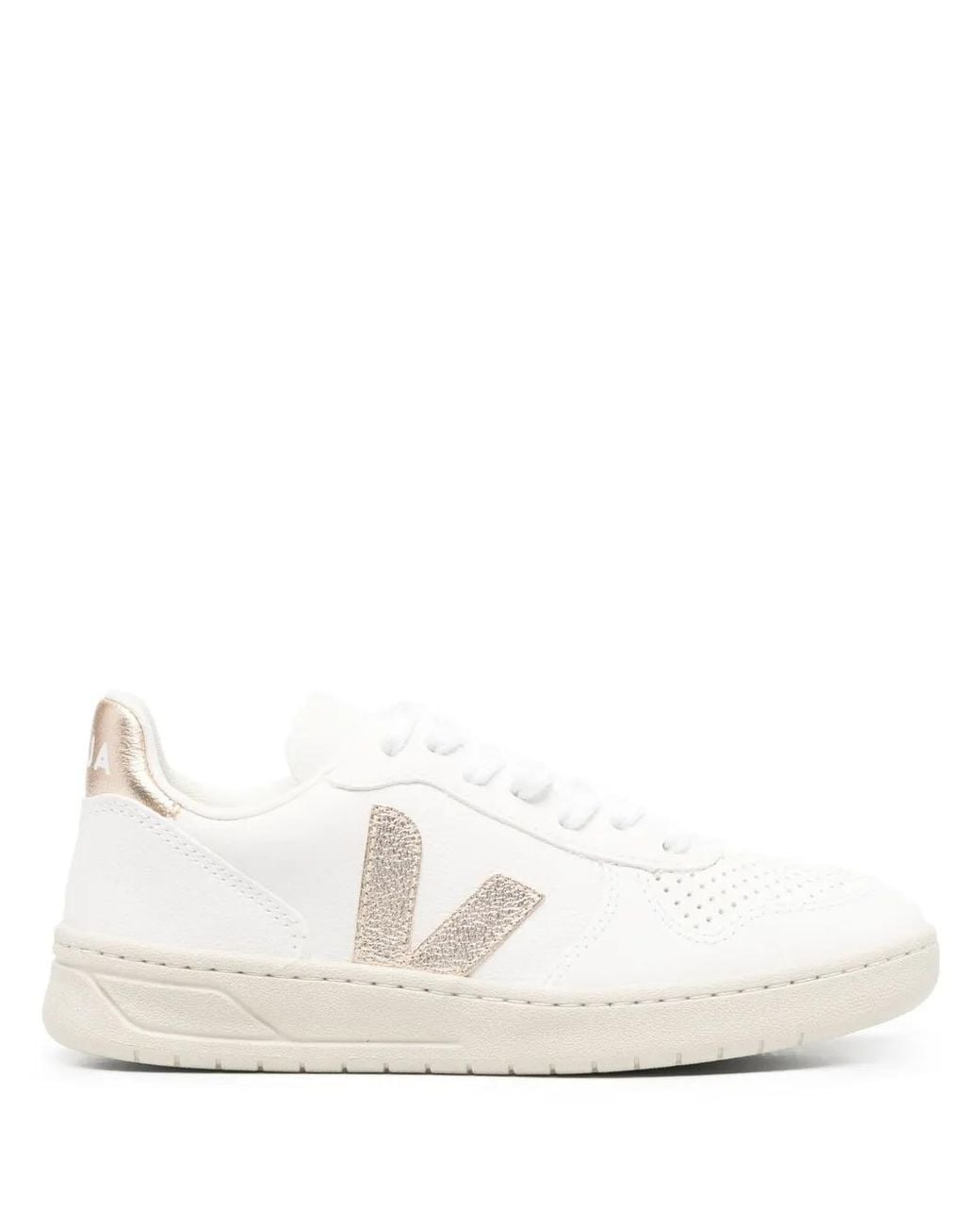 Veja White V10 Metallic Leather Sneakers for men