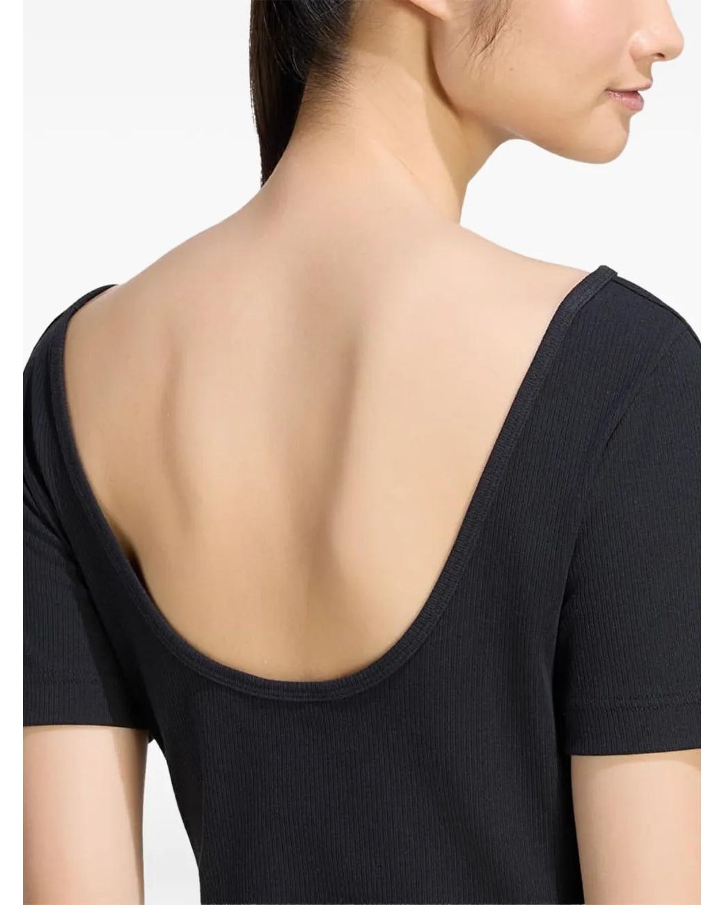 Adidas Black Ribbed Boat-Neck Midi Dress