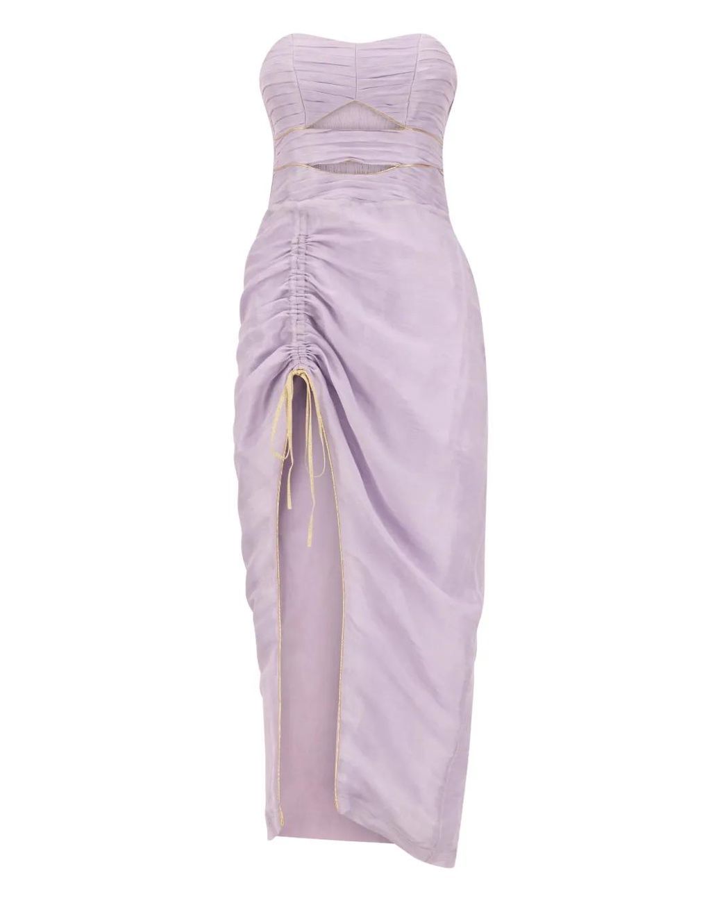 SANA OSMANI Purple Fern Cut-Out Ruched Midi Dress