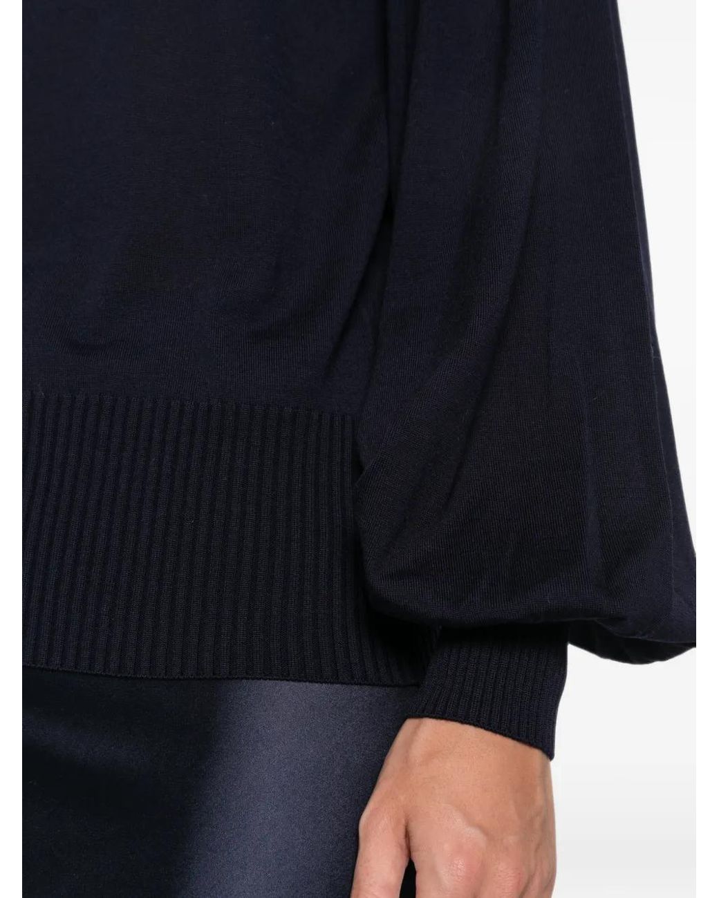Liviana Conti Blue Pull À Col Montant Et Manches Bouffantes