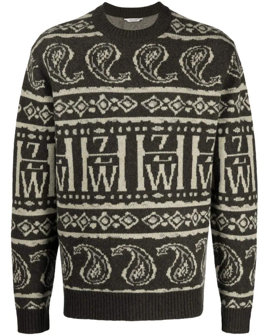 Holzweiler Gray Dery Intarsia-Knit Jumper for men