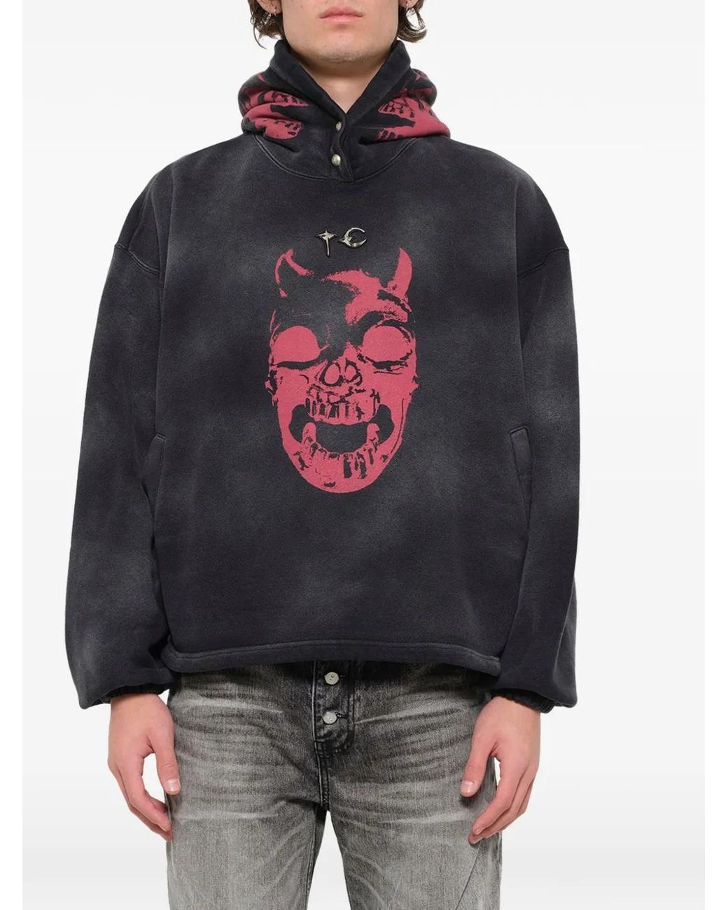 THUG CLUB Black Riding Skull Hoodie for men
