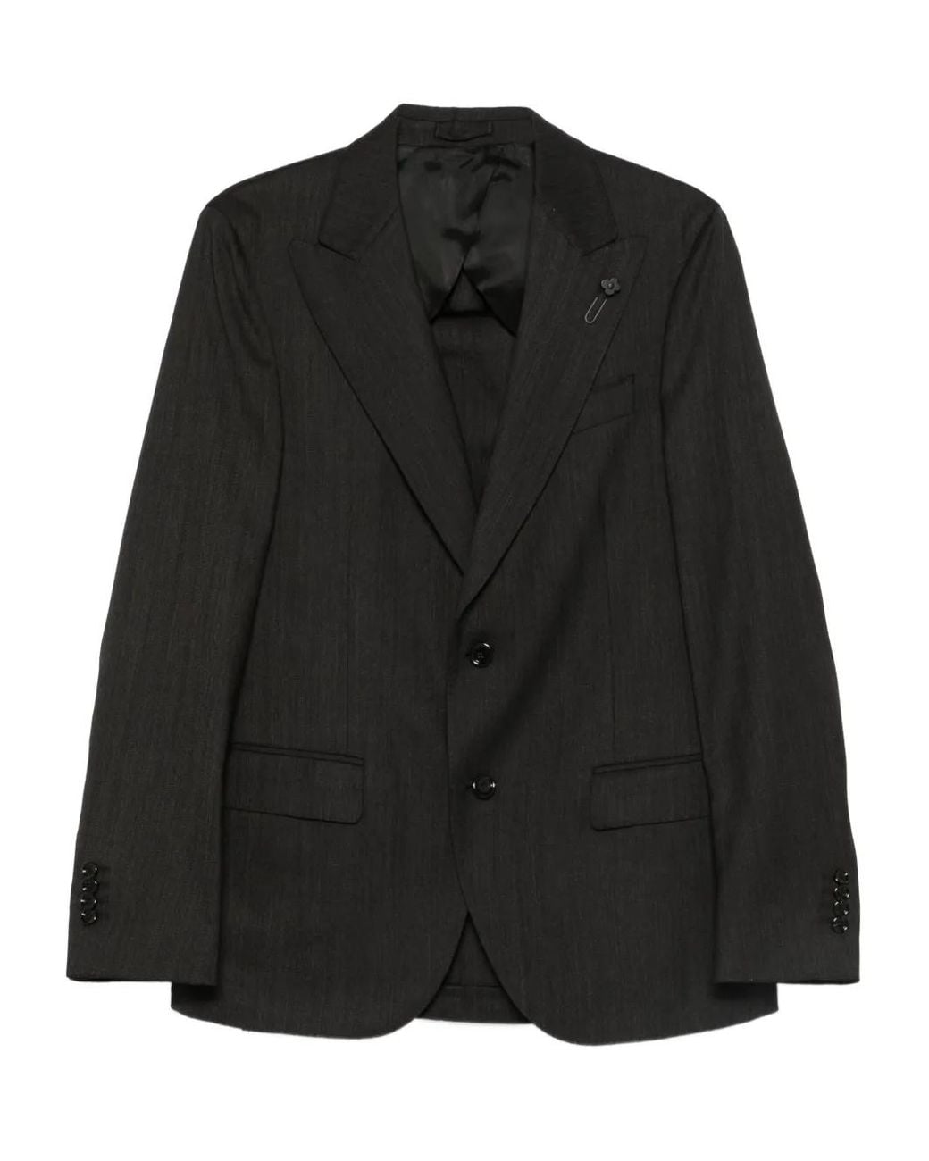 Lardini Black Cotton Single-Breasted Suit for men