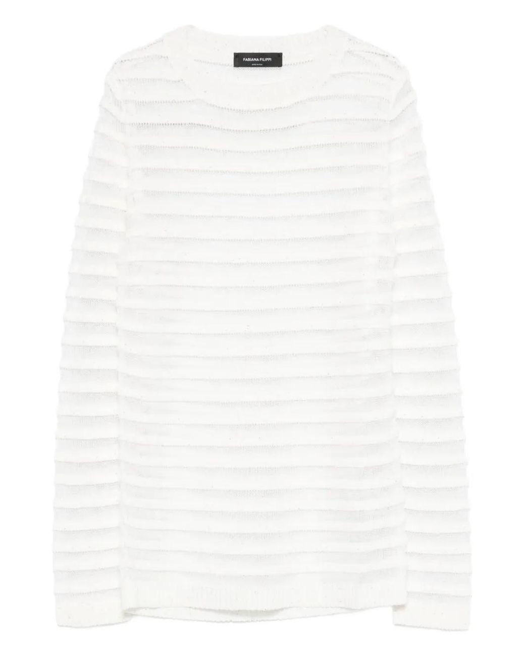 Fabiana Filippi White Sequin-Embellishment Sweater