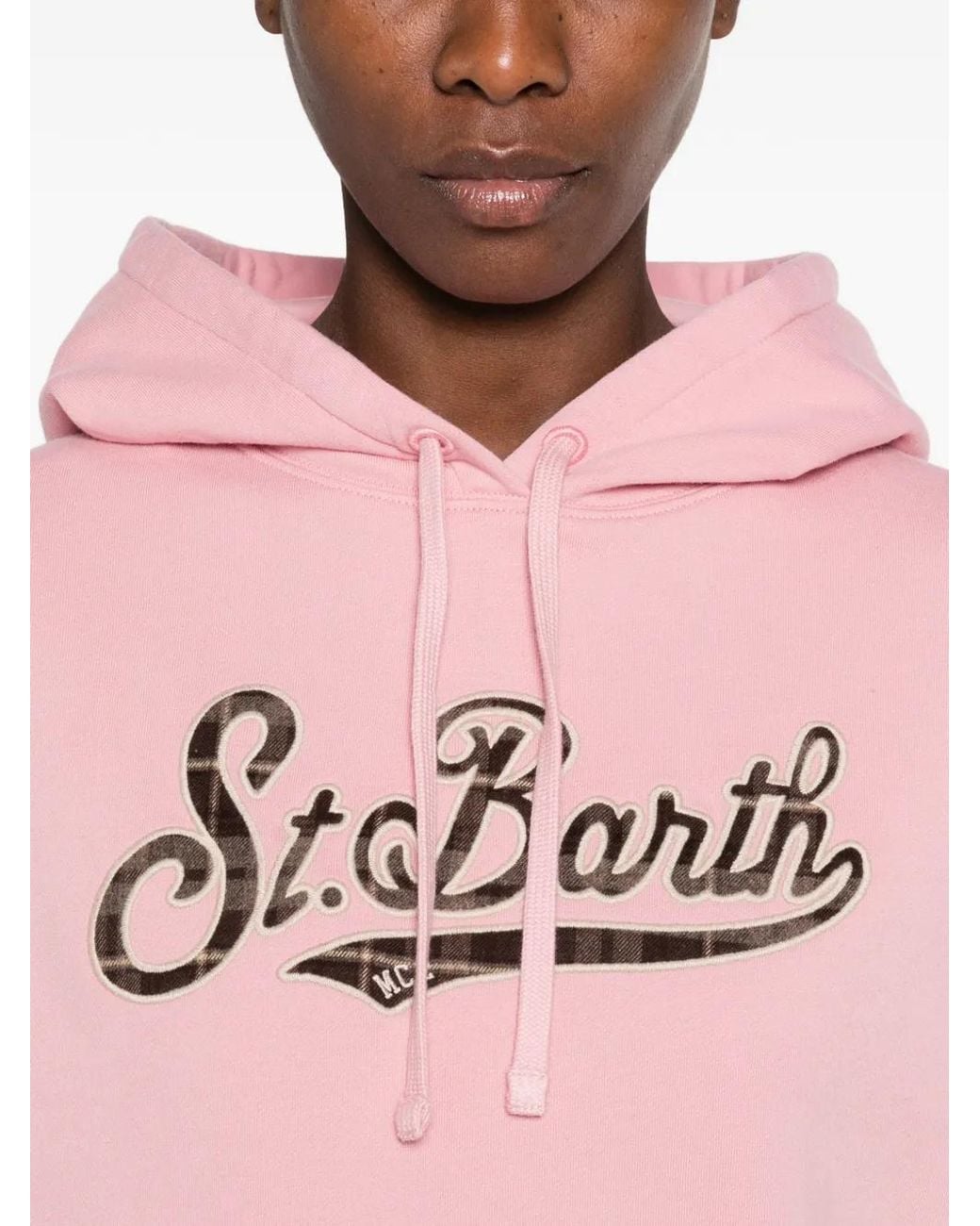 Mc2 Saint Barth Pink Mindy Logo-Patch Drawstring Hoodie