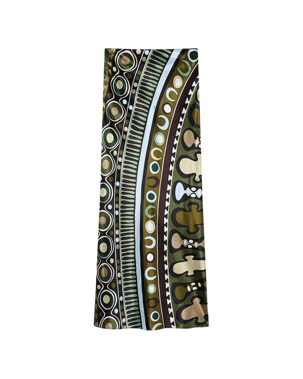 Emilio Pucci Green Soleil-Print Satin Skirt
