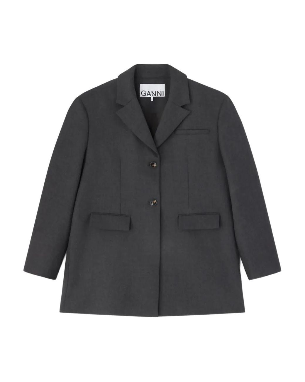 Ganni Wollen Blazer in het Gray