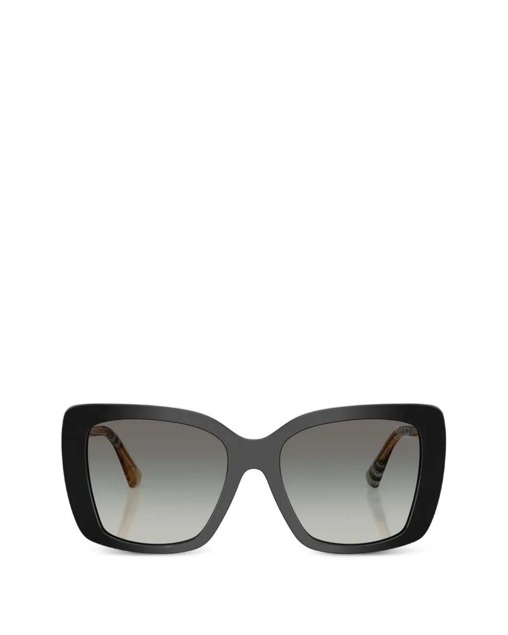 Burberry Gray Square-Frame Check-Pattern Sunglasses