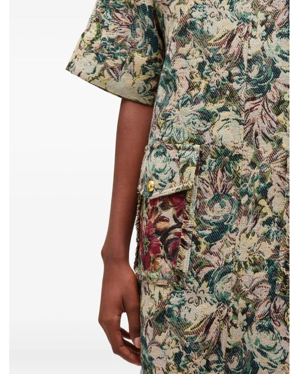 Ganni Gray Mini Tapestry Kimono Dress