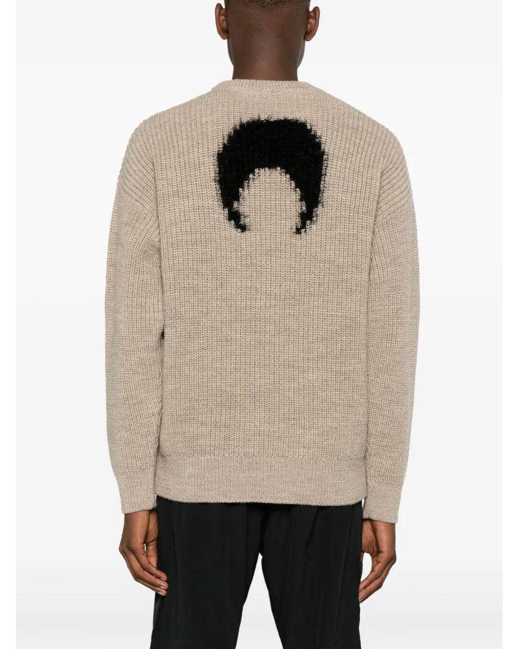MARINE SERRE Natural Ribbed-Knit Wool Jumper for men