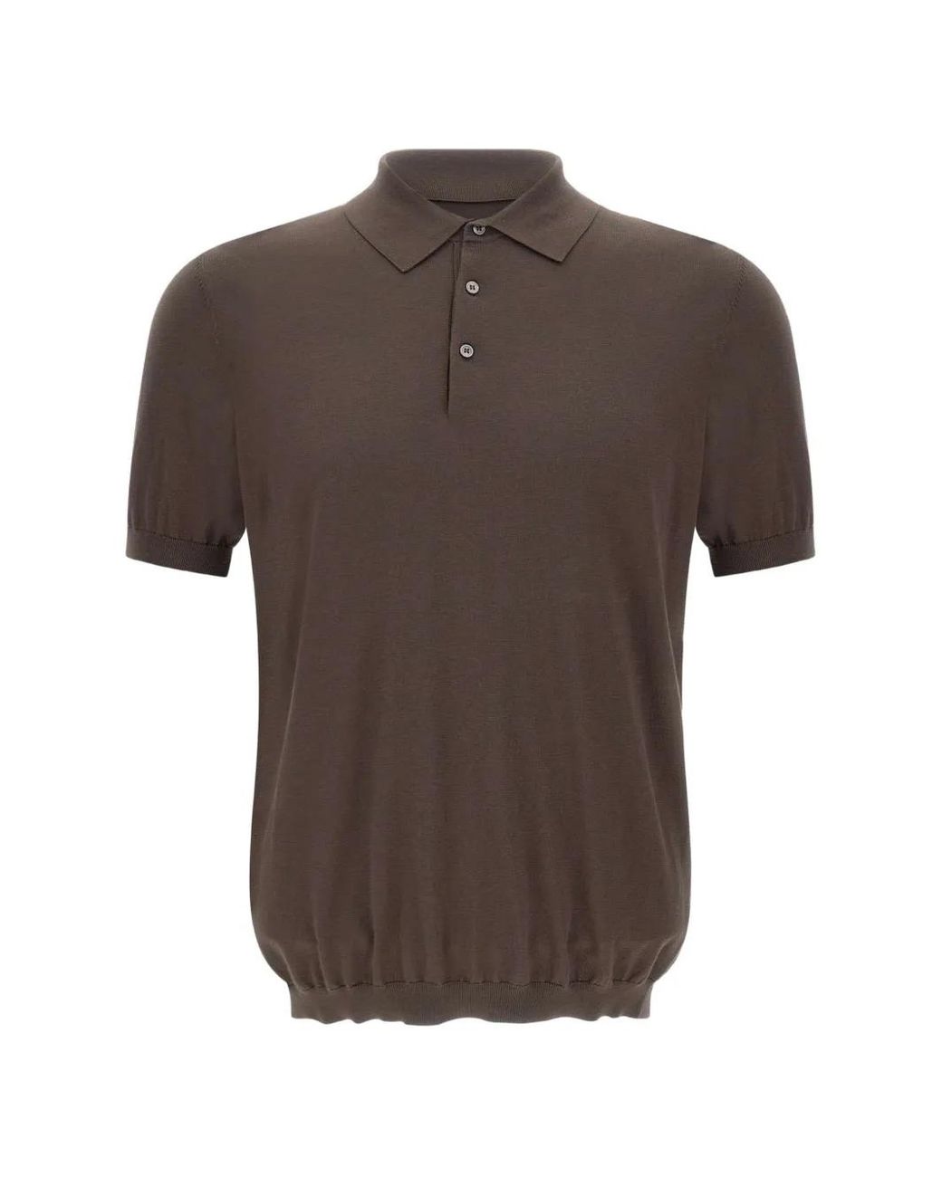 Kangra Brown Ribbed Short-Sleeved Polo Shirt for men