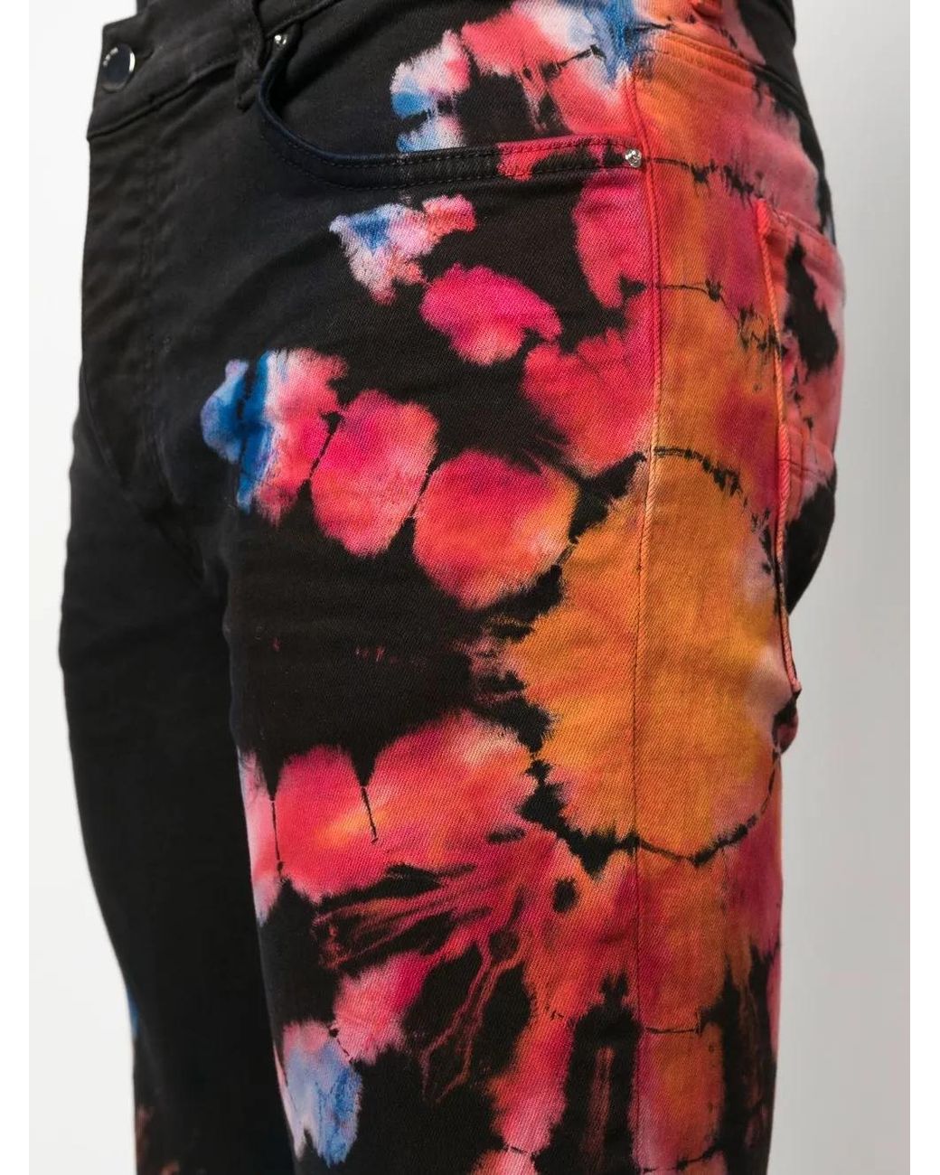 Amiri Black Tie-Dye Print Skinny Jeans for men