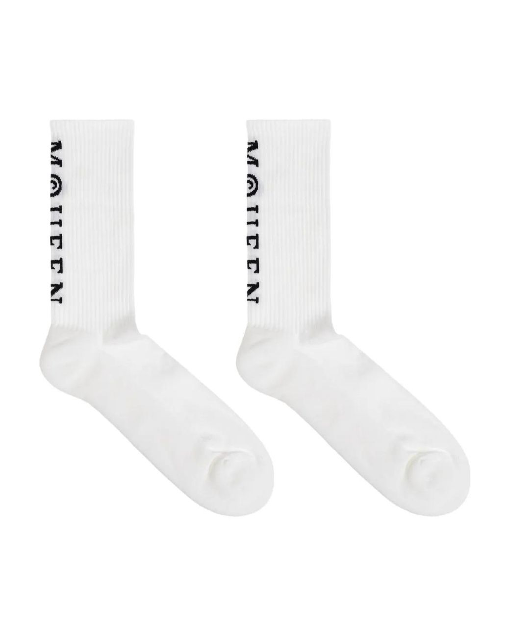 McQueen White Ribbed Logo Socks for men