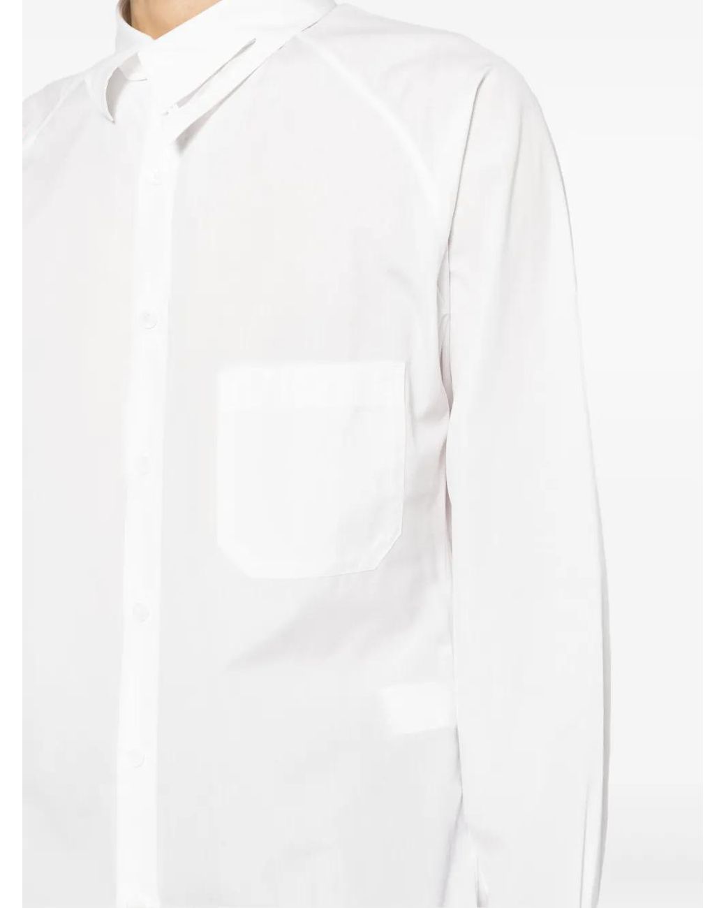 Yohji Yamamoto White Asymmetric-Collar Cotton Shirt for men