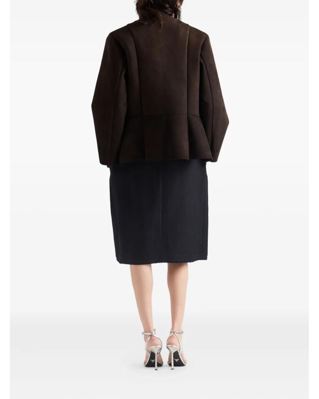 Prada Black Chevron Wool Midi Skirt Clothing
