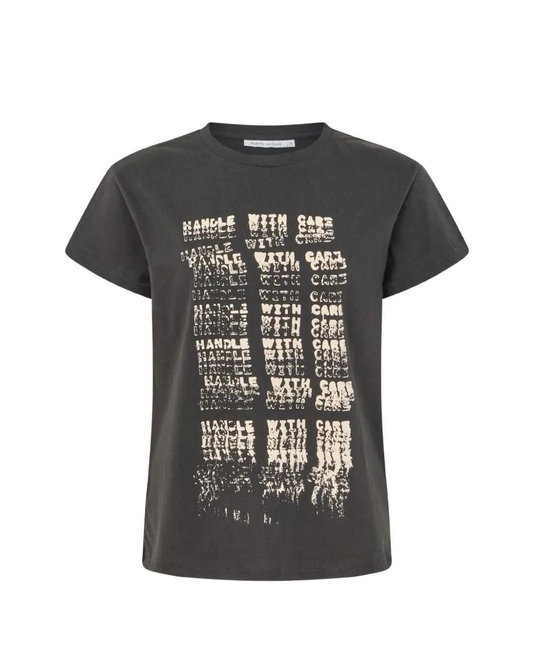 Rabens Saloner Black Ambla Slogan-Print Cotton T-Shirt