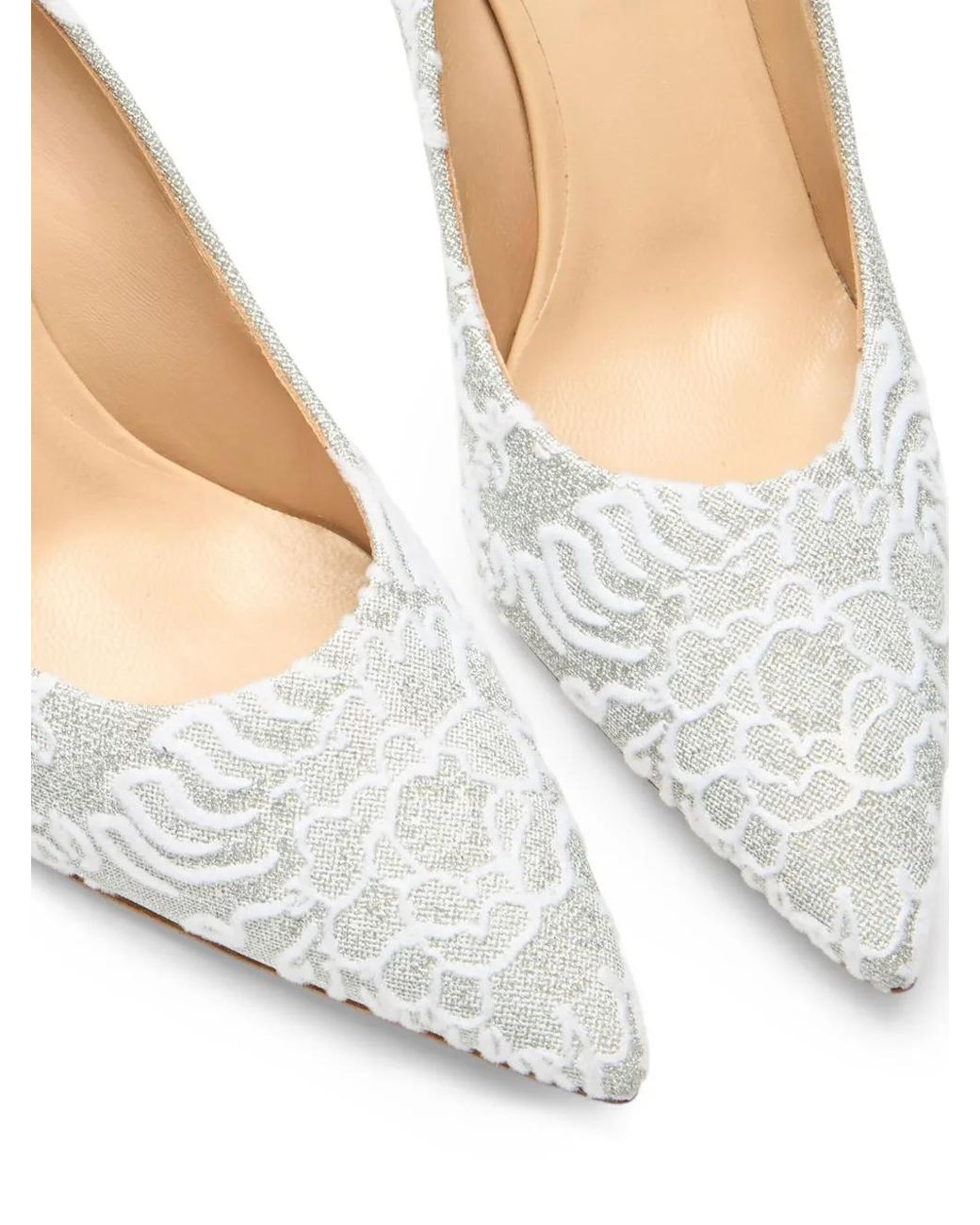 Casadei White Julia Rigel Floral-Flock Pumps