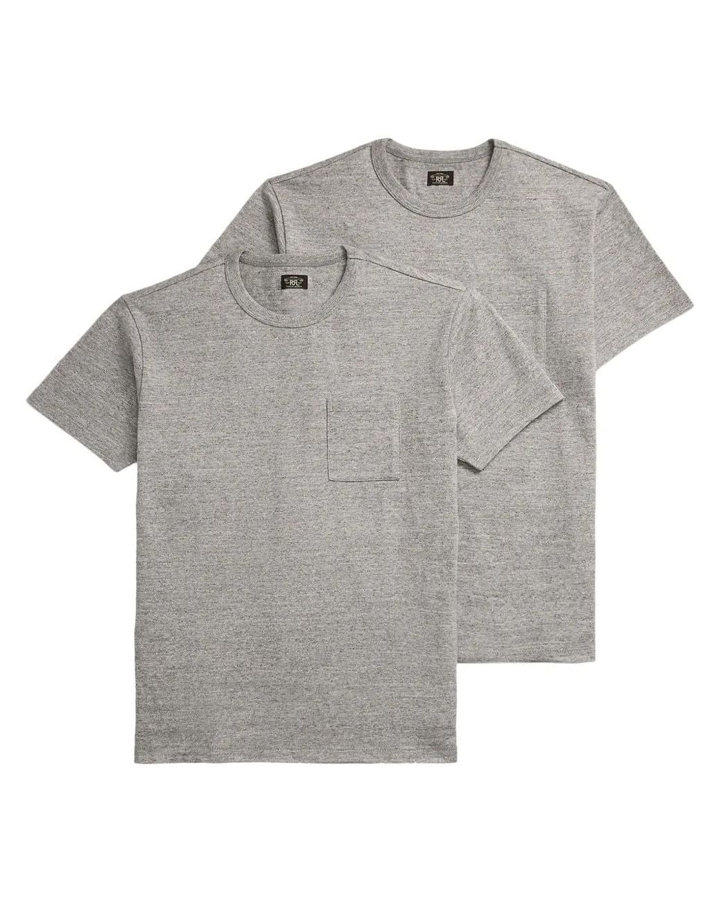 RRL Gray Cotton T-Shirts (Pack Of Two) for men