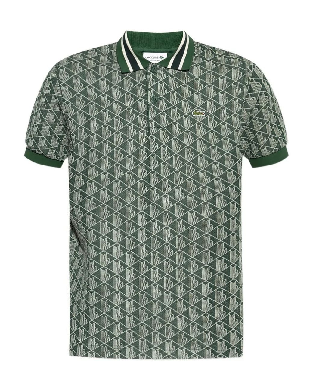 Polo Con Monograma En Jacquard Lacoste de hombre de color Green