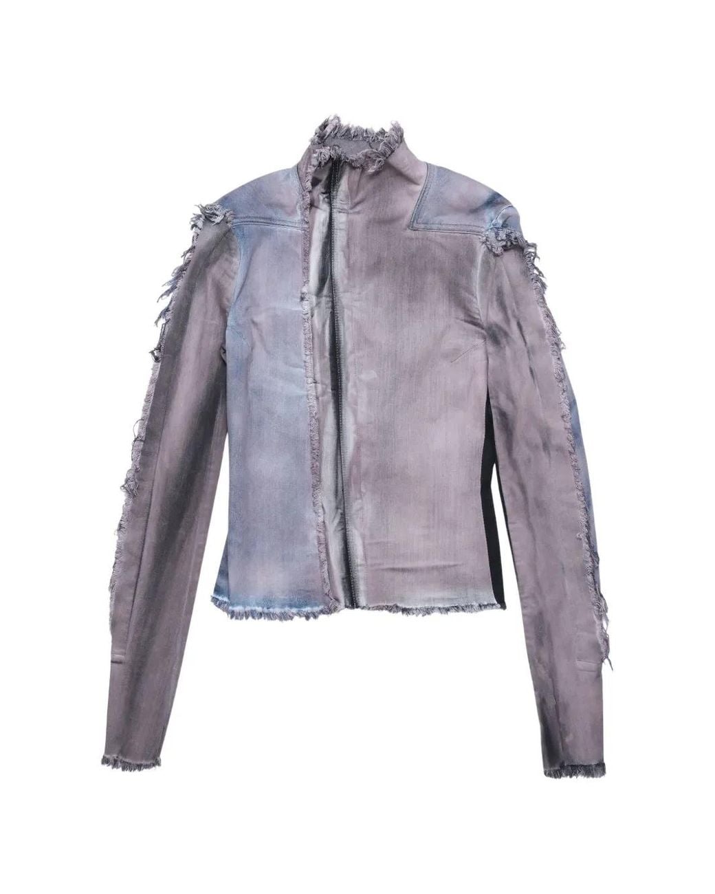 Rick Owens Blue Gary Frayed Denim Jacket