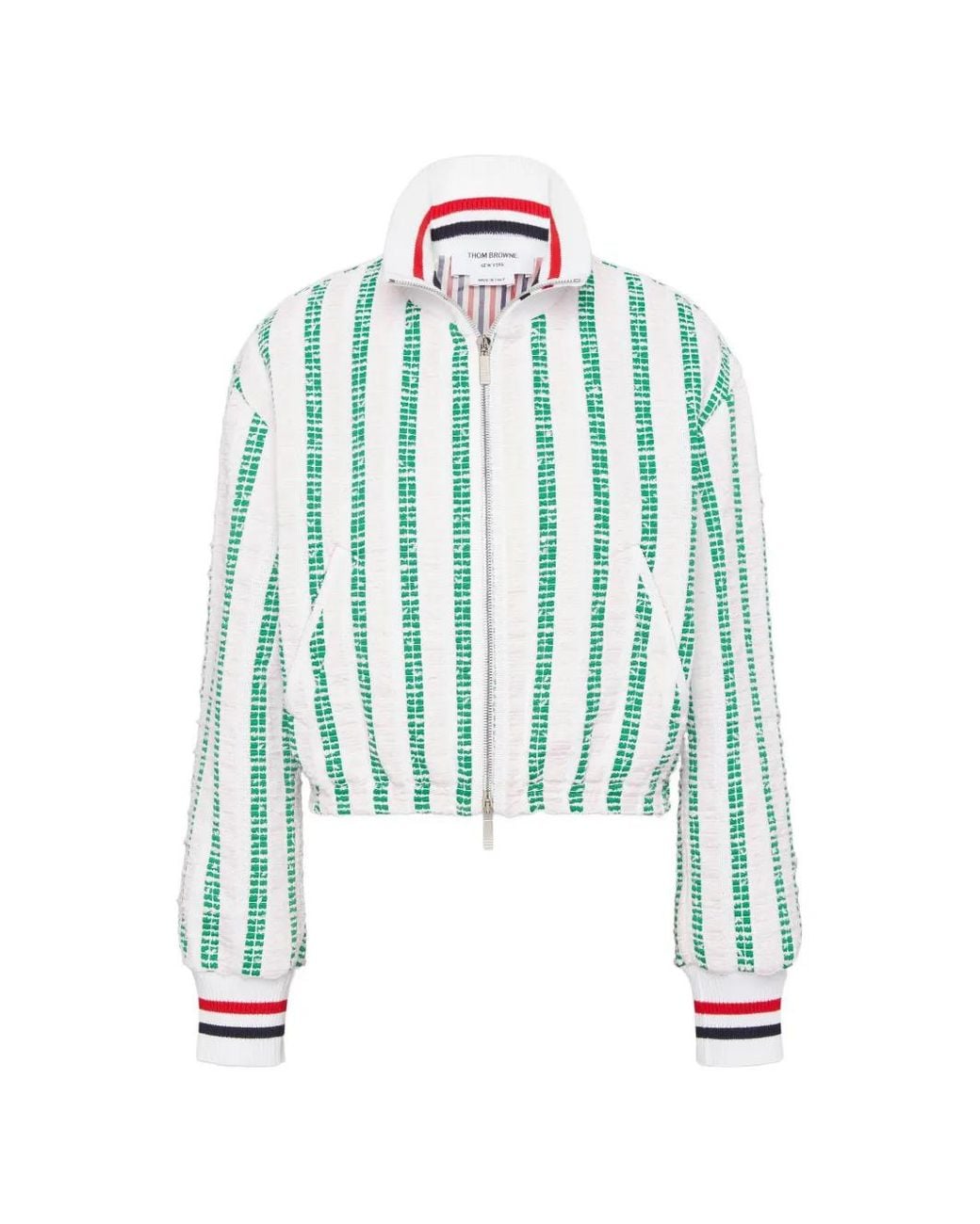 Thom Browne Blue Blouson En Tweed À Rayures Régimentaires
