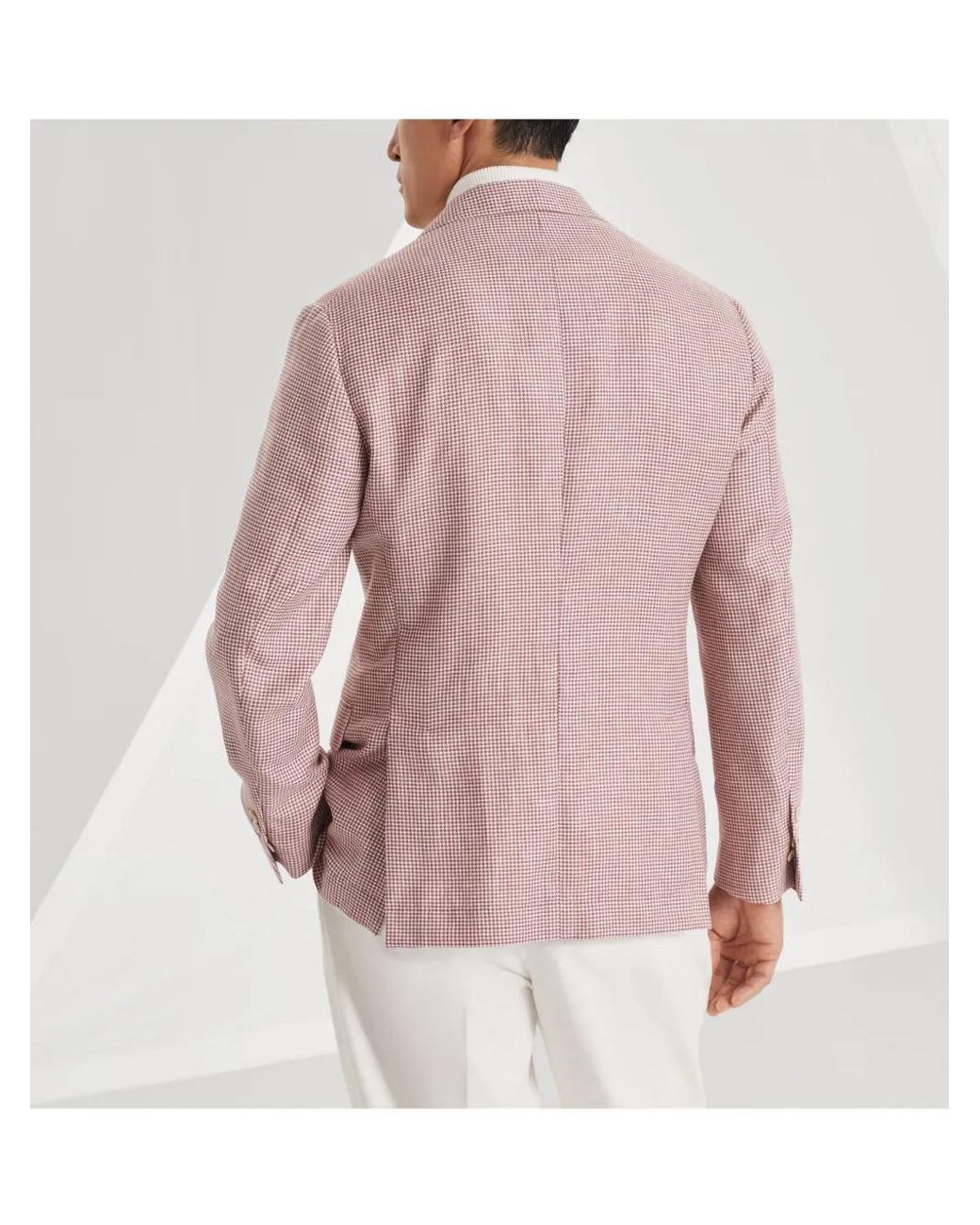 Brunello Cucinelli Pink Houndstooth-Pattern Blazer for men