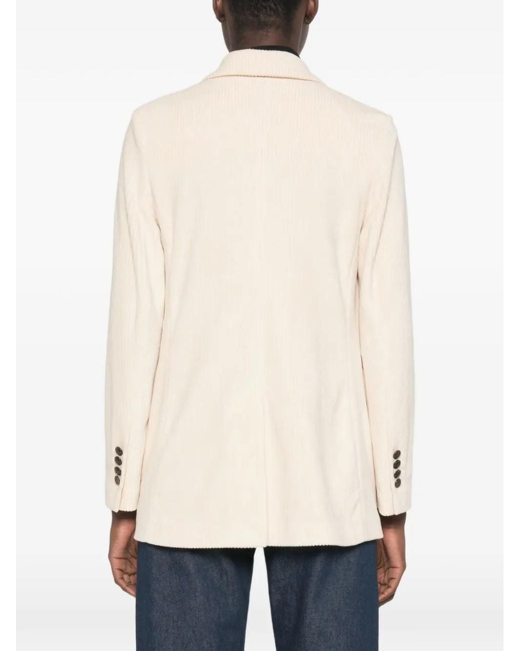 Circolo 1901 Natural Double-Breasted Corduroy Blazer