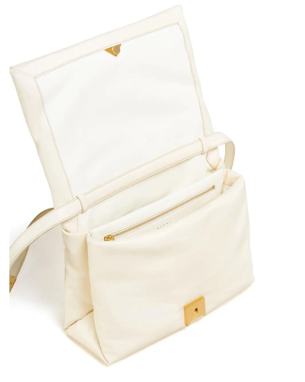 Marni Natural Prisma Bag In Ivory Leather