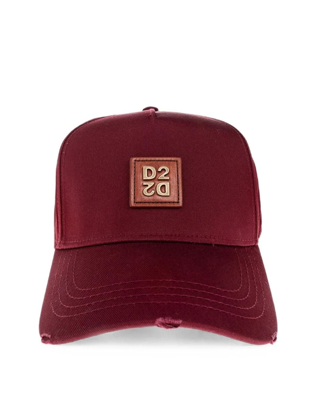 DSquared² Red Logo-Plaque Distressed Baseball Cap for men