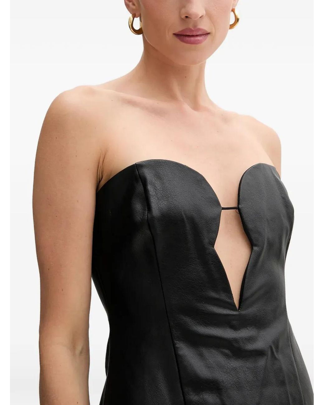 Bardot Black Cut-Out Strapless Midi Dress