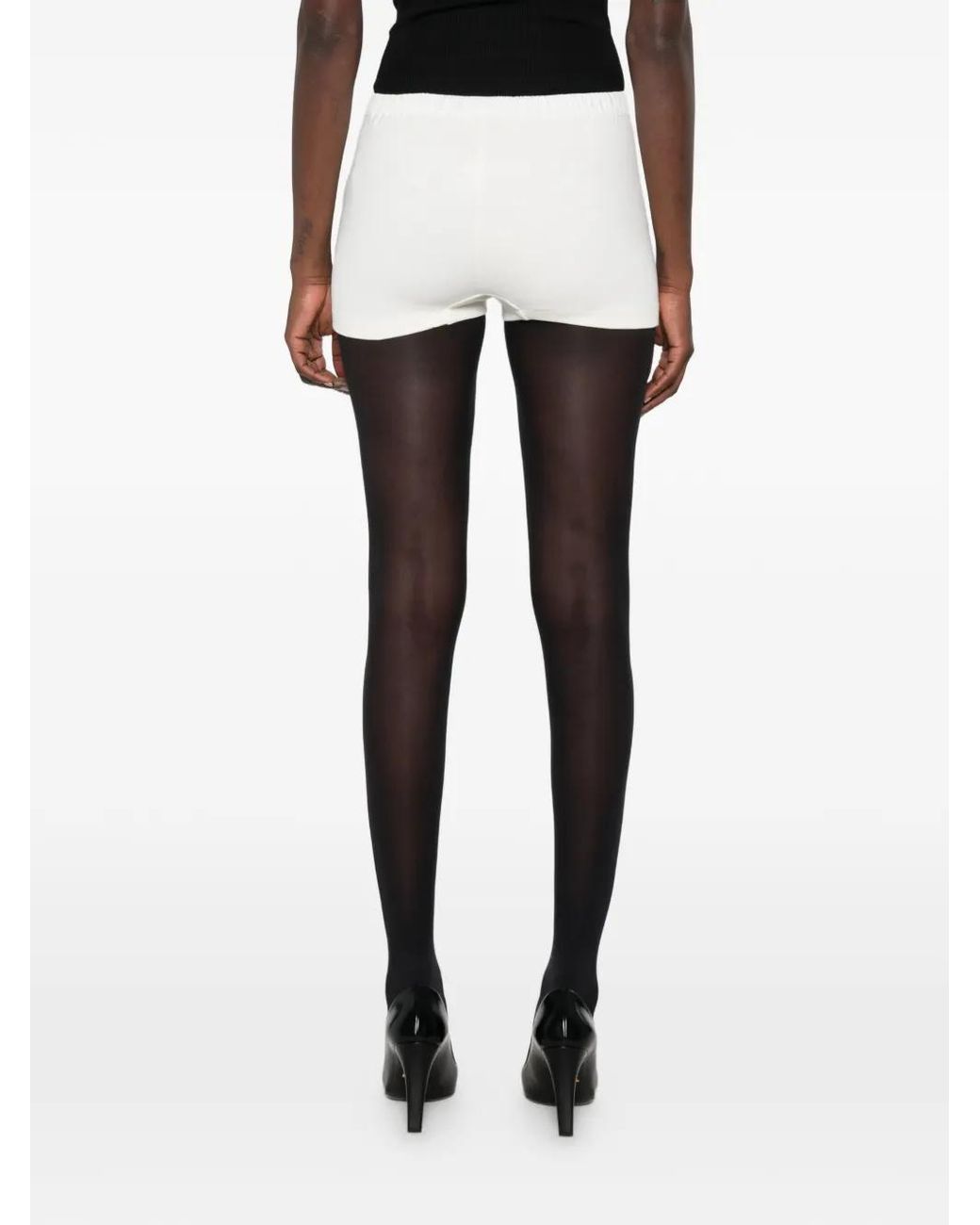 Entire studios White Lounge Ribbed-Knit Logo-Patch Shorts