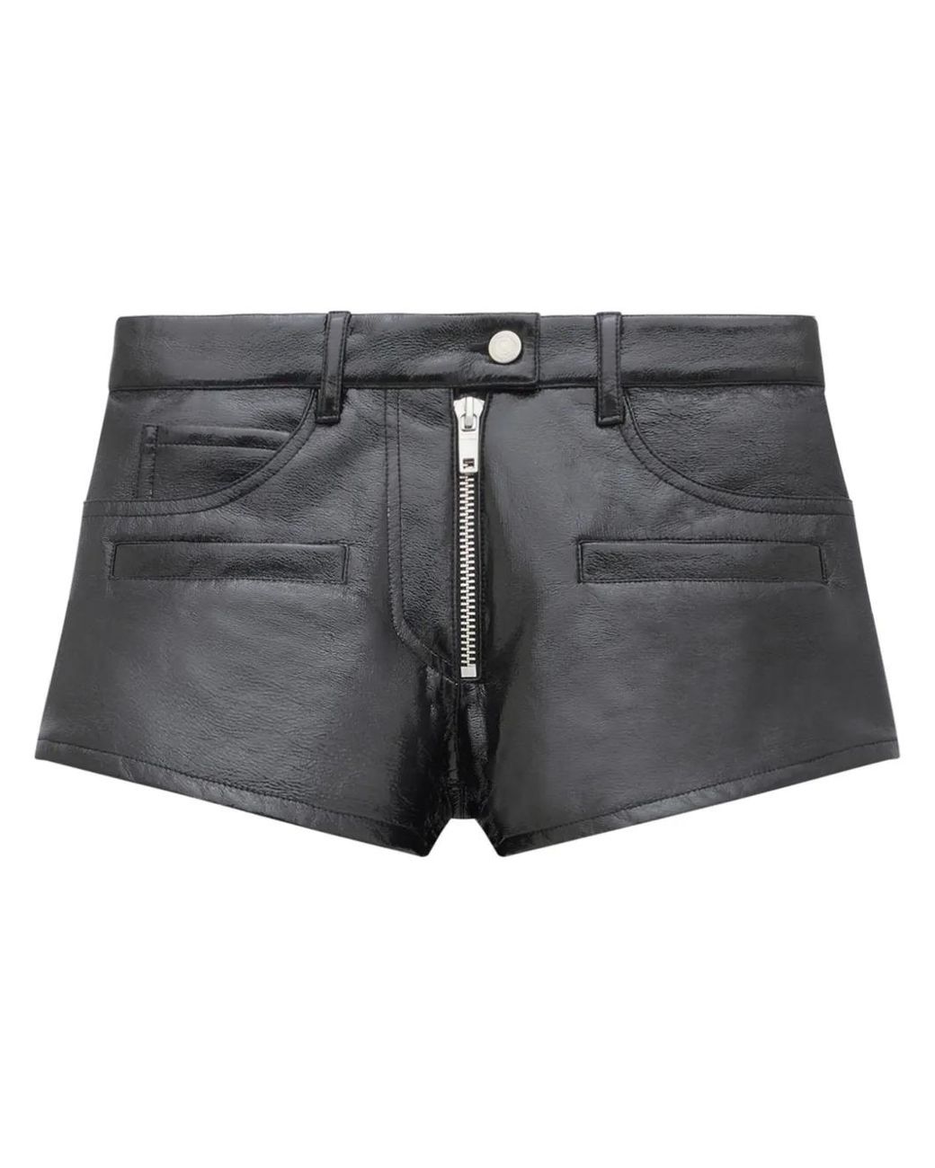 Courreges Gray Grained-Texture Mini Shorts