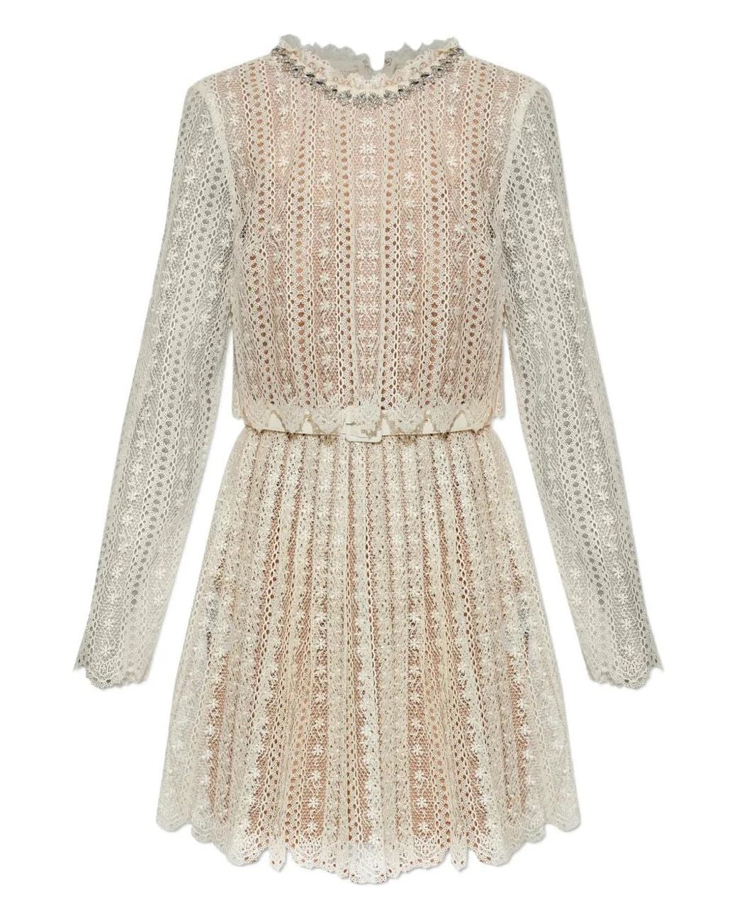 Self-Portrait Natural Lace Embellished Maxi Dress