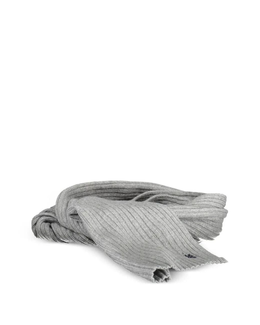U.S. POLO ASSN. Gray Ribbed-Knit Logo-Embroidered Scarf for men