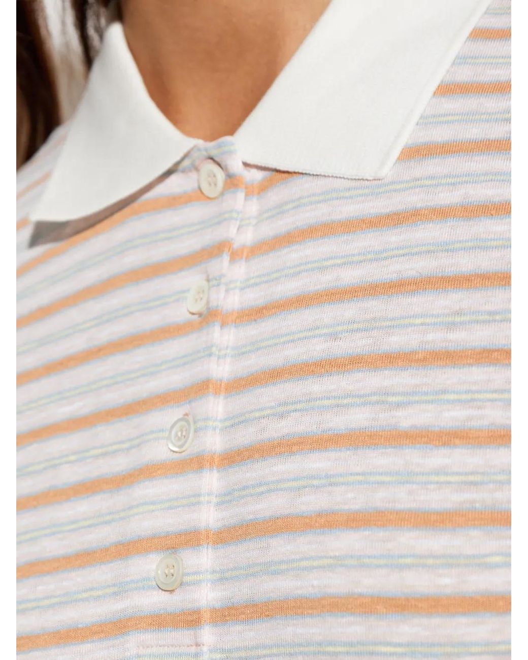 FRAME White Striped Short-Sleeve Polo Shirt