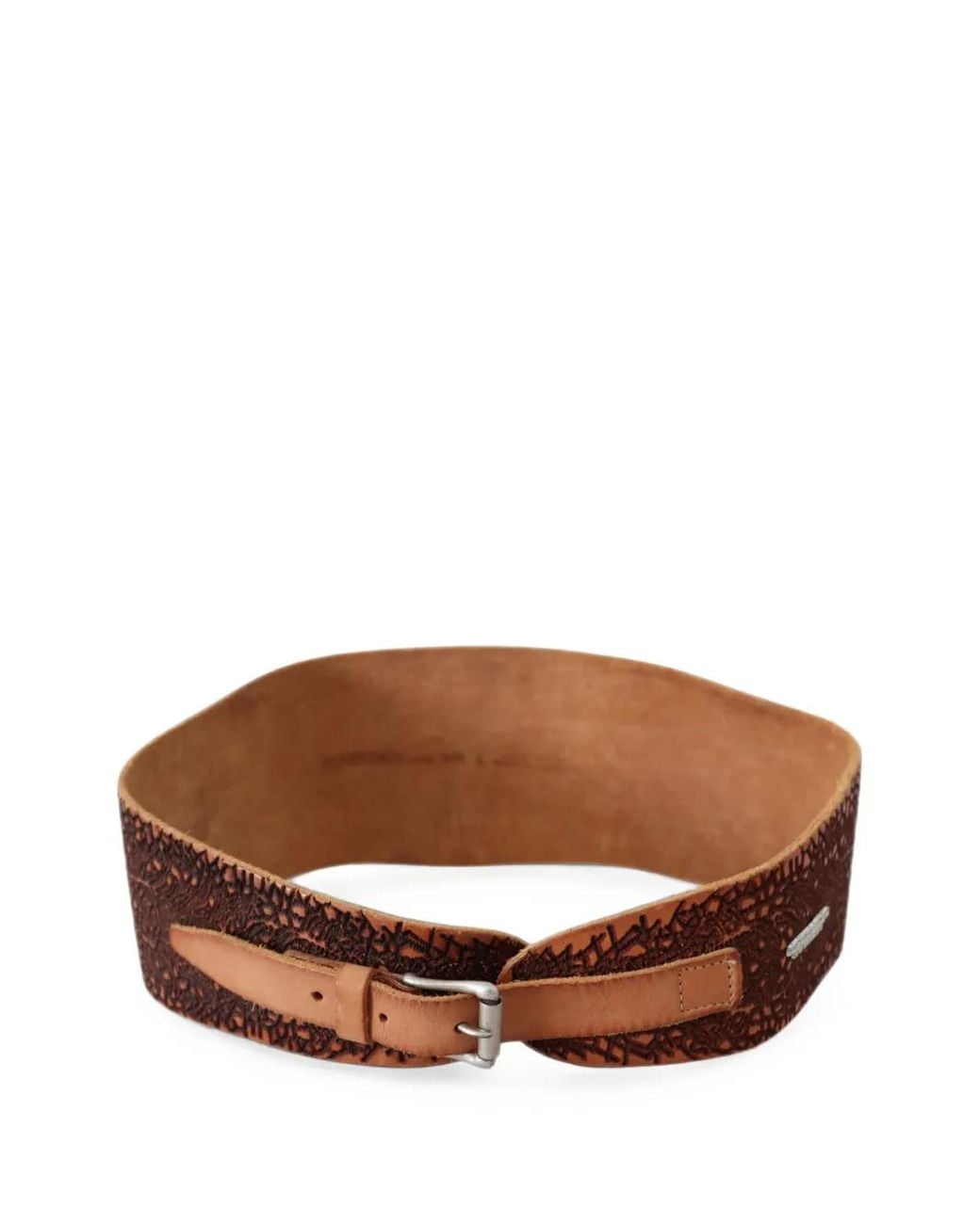 Ermanno Scervino Brown Embossed Leather Belt